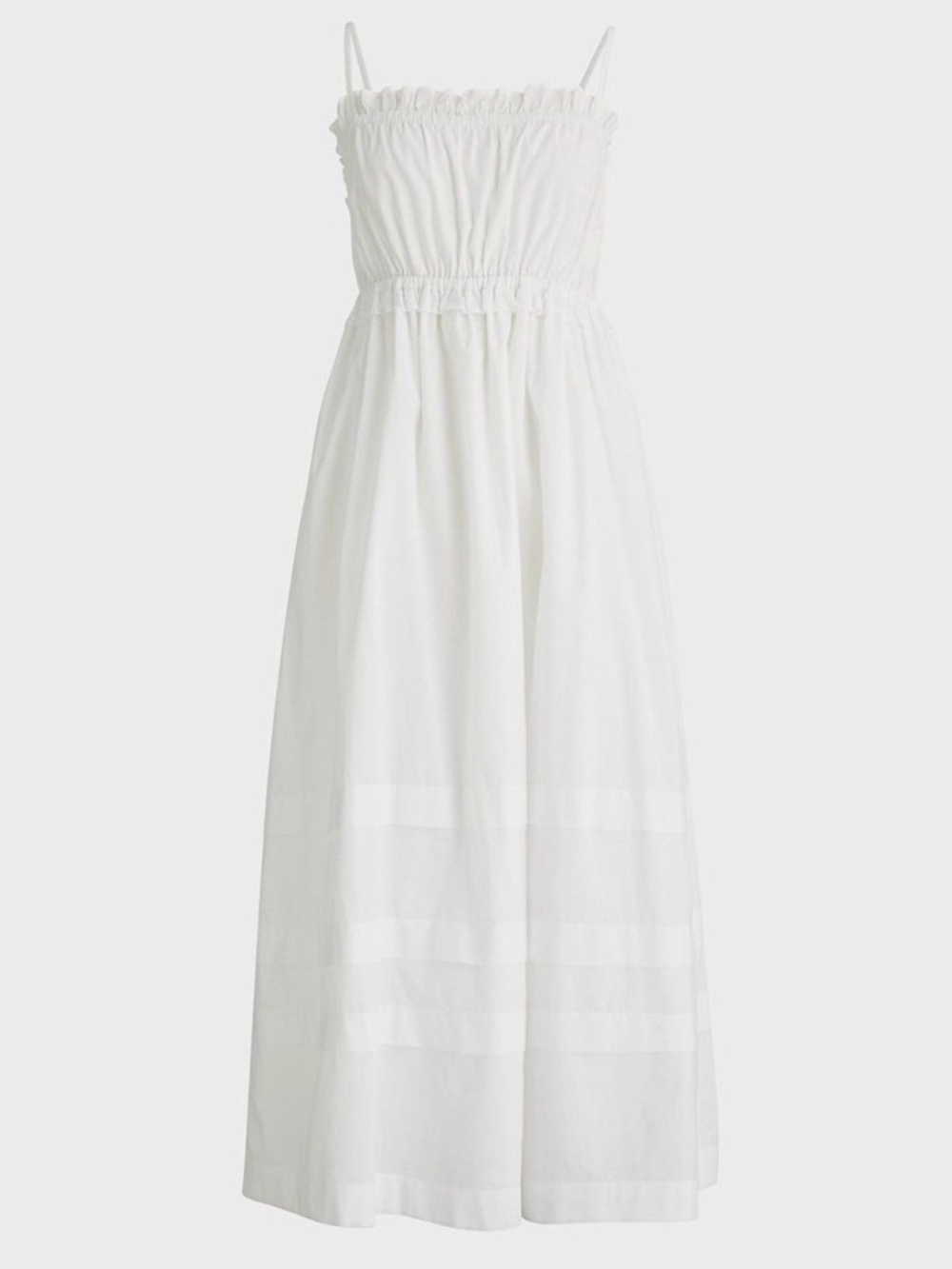 J Crew Squareneck cotton ruffle garden maxi dress in White